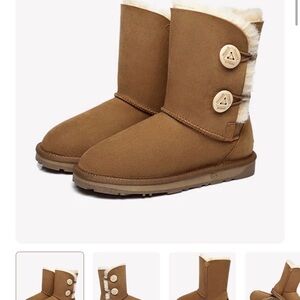 EVERAU Twin Button Chestnut Boots